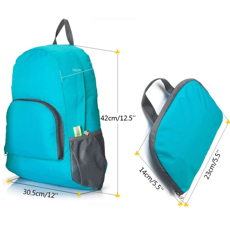 Складной водонепроницаемый нейлоновый рюкзак для путешествий зеленый дорожный