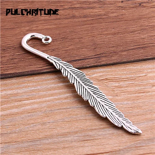 Antique silver Pulchrode 4 шт. 12*79 мм Новая мода классика перо Форма четыре цвета без свинца металлический сплав Закладка T6448 - Окраска металла: Antique silver