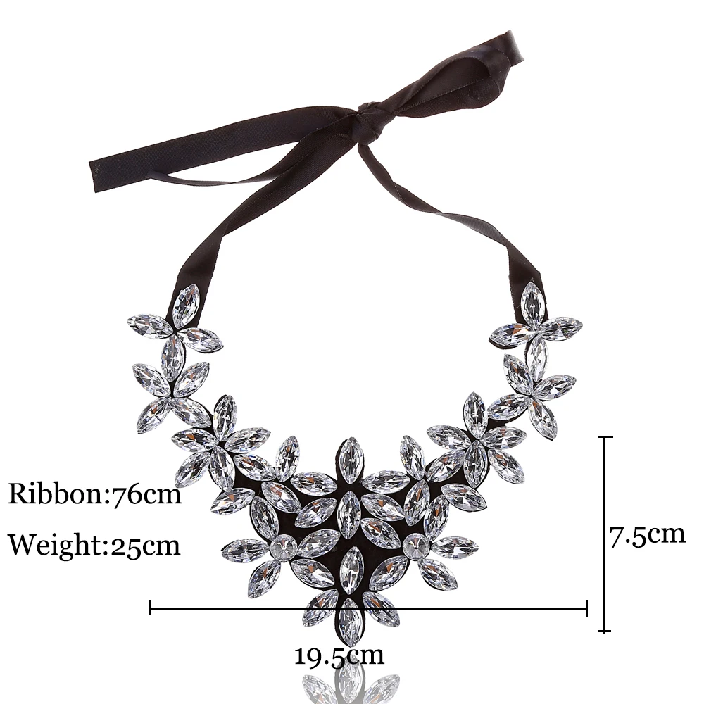 YAOLOGE Hot Sale Unique Water Drop Tie Rope Necklace Inlaid Rhinestone Clavicle Chain Exaggeration Statement Jewelry For Women | Украшения