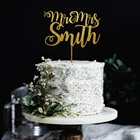 На заказ Mr and Mrs фамилия свадебный торт Топпер, Уникальный Свадебный декор, индивидуальные, деревянные торт Топпер для свадьбы юбилей