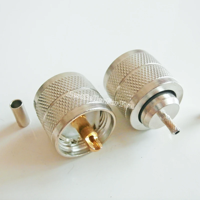 

10Pcs UHF PL-259 male Crimp Plug connector for LMR100 RG316 RG174 Cable