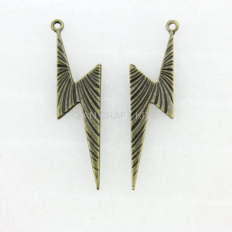 5 шт. 13*54 мм символ молнии античный бронзового цвета из цинкового сплава Подвески