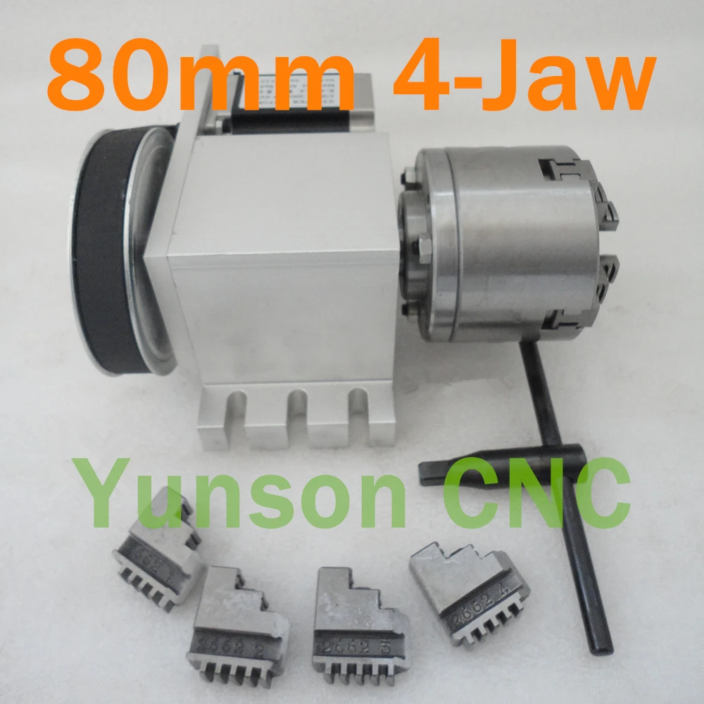 ЧПУ 4-й осевой полый вал 80 мм Диаметр 4-кулачковый патрон вращающаяся ось