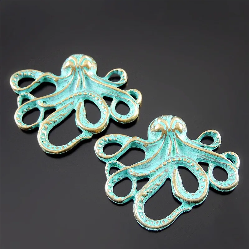 (10Piece)Man Punk Vintage Alloy Squid Necklace Pendant Animal Bracelet Charms 43*25mm Bag Hanger Jewelry Handmade Crafts 52077 | Украшения