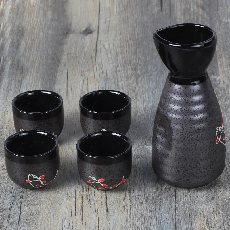 5 шт./лот винтажная черная дзен керамическая чашка сакэ плоские фляжки японский