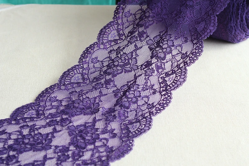 

MLAEY 2Yards Purple Exquisite Elastic stretch Lace Trim High Quality Lace Fabric DIY Craft&Sewing Dress Clothing Accessories