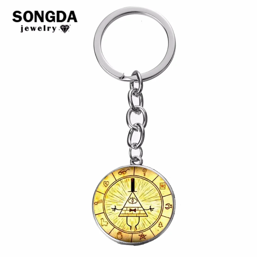 SONGDA Лидер продаж! Аниме Гравити Фолз металлический брелок босс мультфильм фигура стекло кабошон кулон брелок Коллекция подарок