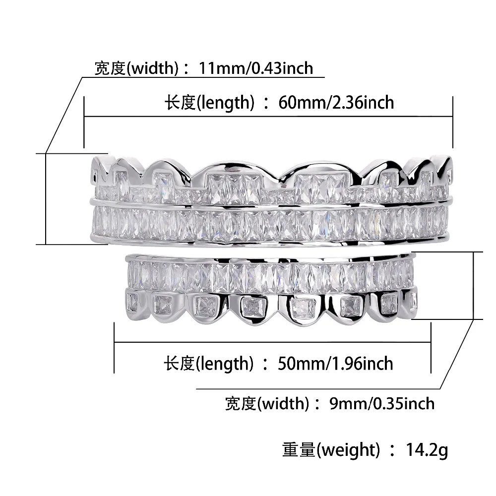 Новый набор багетов зубы Grillz Топ и низ серебряный цвет грили стоматологический