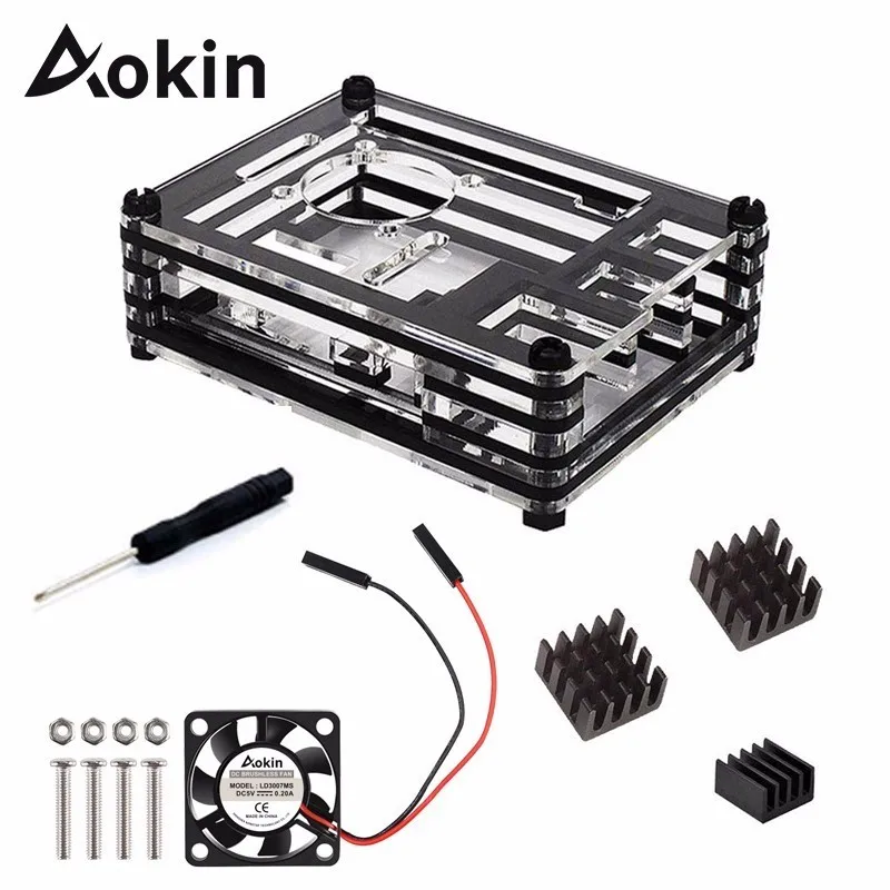 Чехол Aokin для Raspberry Pi 4 9 слоев акриловая крышка оболочка с охлаждающим