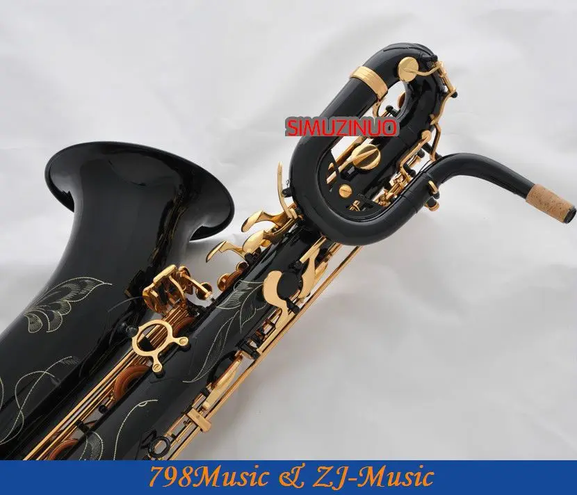 Профессиональный Черный и лаковый Золотой баритон саксофон Sax High F # W/кожаный
