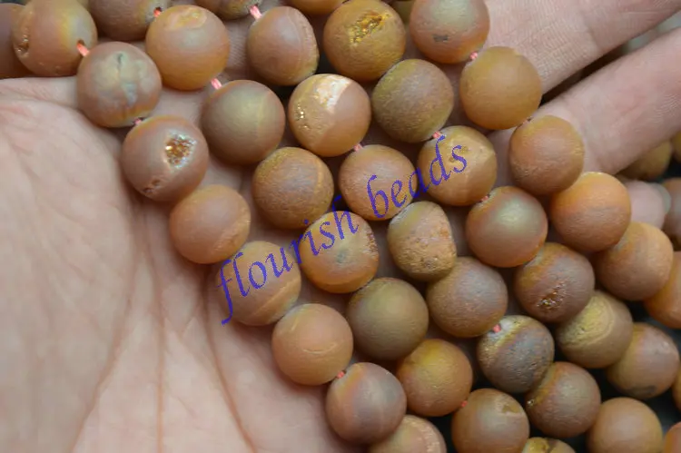 

6mm 8mm 10mm 12mm Champagne Wine Color Electroplating Geode Drusy Stone Round Loose Beads