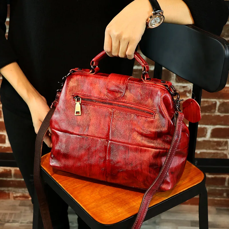 AETOO Сумка женская кожаная сумка ретро новая на плечо диагональ крест пакет дикая