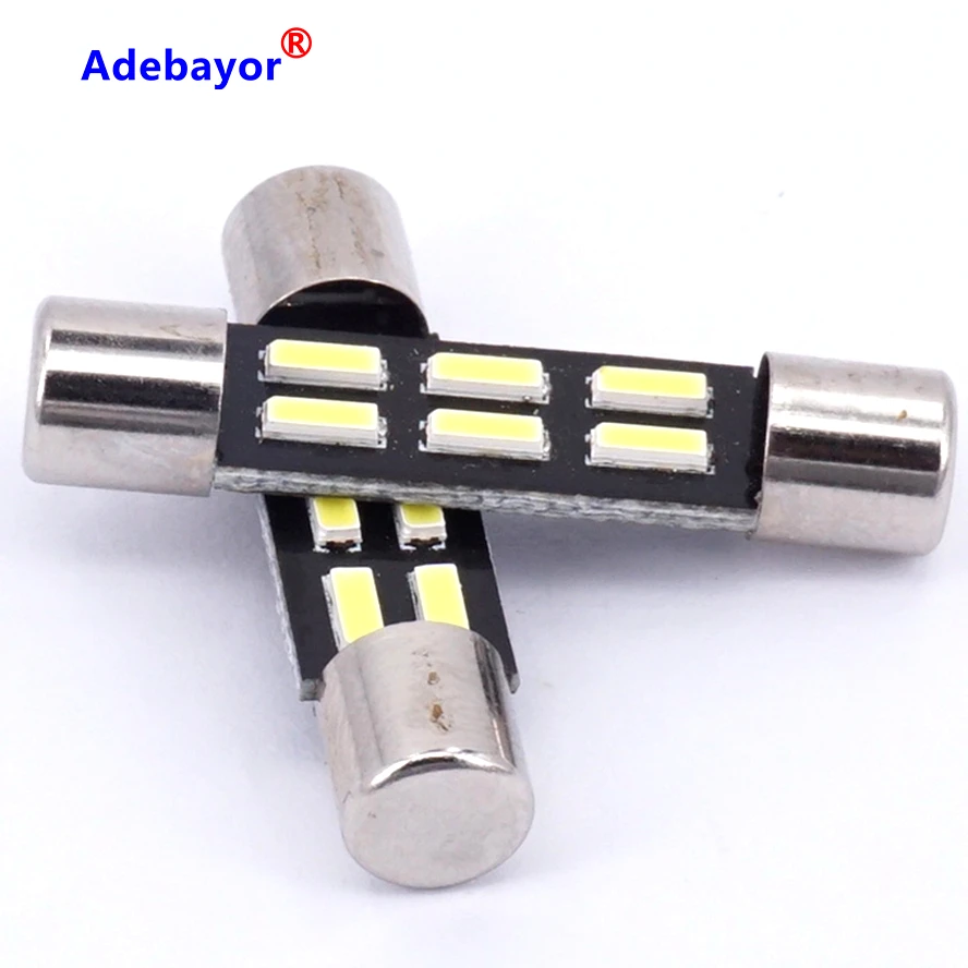 10X T6.3 ксеноновая белая C5W гирлянда лампа 31 мм 4014 SMD 6 LED Автомобильная интерьерная
