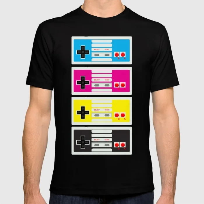Летняя скидка мужчины футболки cmyk ретро gamer короткие новинка хлопок тис homme