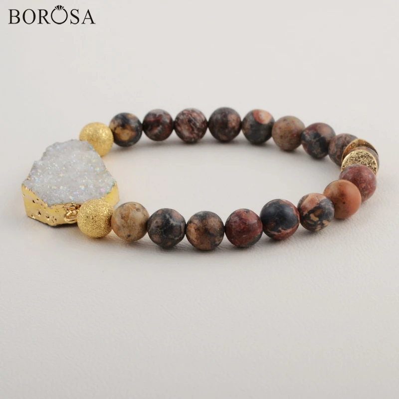 Браслет BOROSA из титана в форме Шестиугольника АБ браслет с леопардовой кожей Jaspers