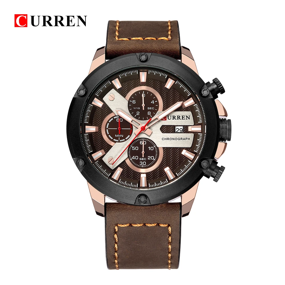 Часы наручные мужские кварцевые Светодиодные цифровые с кожаным