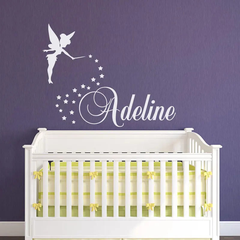 

Fairy With Personalized Name Decal Nursery Decor Custom Name Vinyl Sticker Tinkerbell Name Decal For Baby Girl Cute Deco N-28