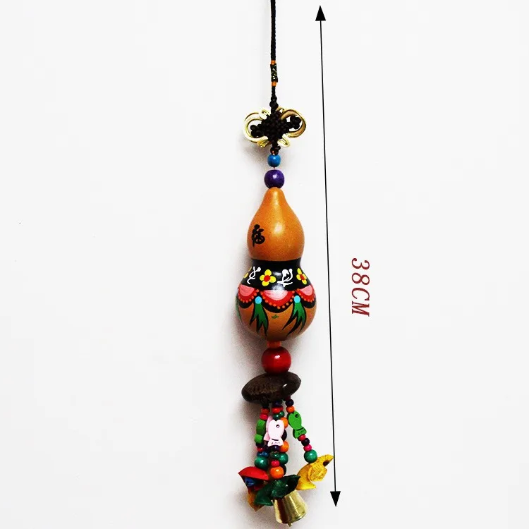 Китайская народная Стиль висит Украшения Цветной рисунок calabash колокольчиков дерево из бисера рыбы Донгба Windchimes украшение автомобиля