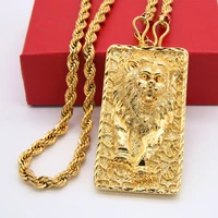 big lion pattern pendant rope chain necklace 24k gold mens jewelry hip hop style