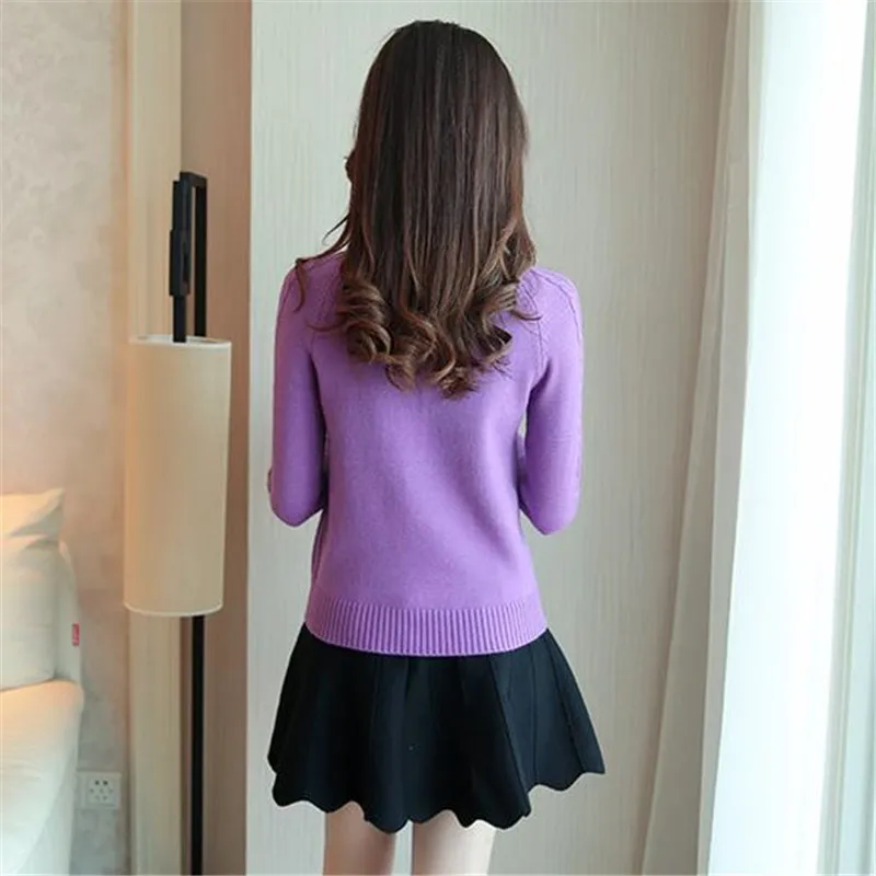 Autumn and winter new large size women's sweater round neck long-sleeved knitting women bottom pullover top K0754 | Женская одежда