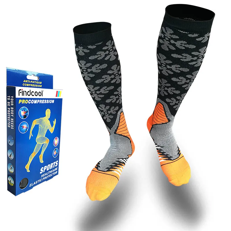 Orange FINDCOOL Высокое качество Мужские Компрессионные спортивные длинные/короткие носки для улицы быстросохнущие для бега Велоспорт антибактериальный дезодорант - Цвет: Orange