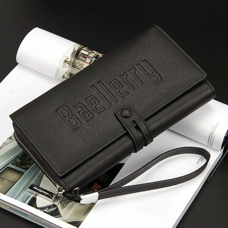 

Men Vintage Large Wallet Purse wallets with coin pocket long zipper coin purse for men clutch business Male Wallet Double zipper