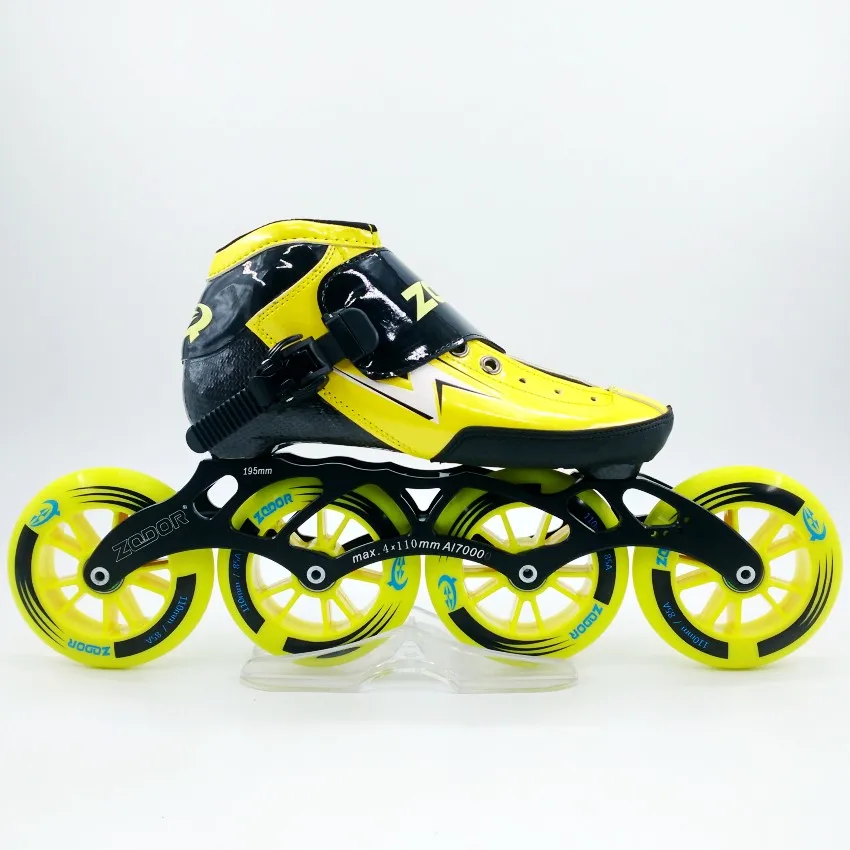 yellow ZODOR скорость катание обувь для взрослых мужчин и женщин дети professional коньки прямая линия скорость роллер - Цвет: yellow