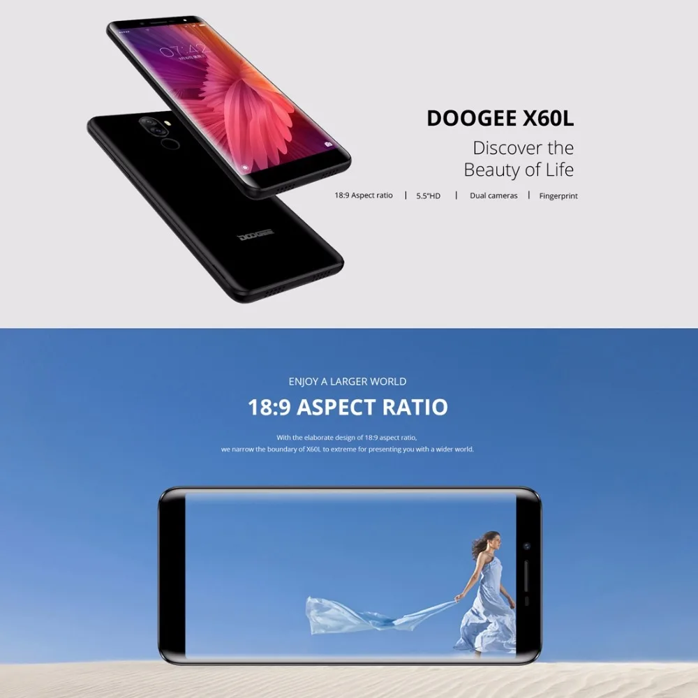DOOGEE X60L 3300 мАч 4 г 5 дюймов 18: 9HD Экран Смартфон 13 0 + 8 Мп 2 16 ГБ телефона MTK6737V ядра Android 7