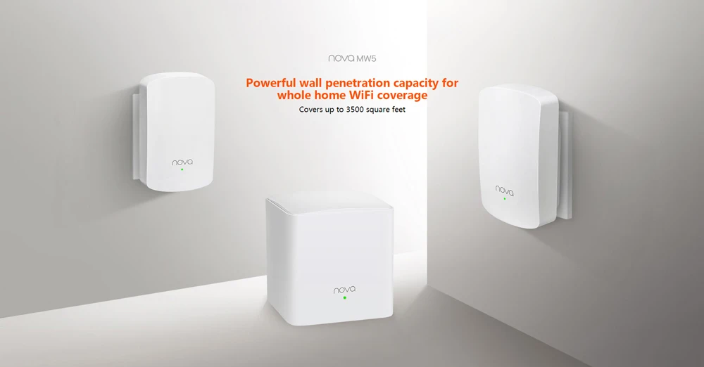 Tenda Nova MW5 полностью Домашняя сеть WiFi гигабитная система с AC1200 2,4G/5,0 GHz WiFi беспроводной маршрутизатор и повторитель, приложение дистанционное управление