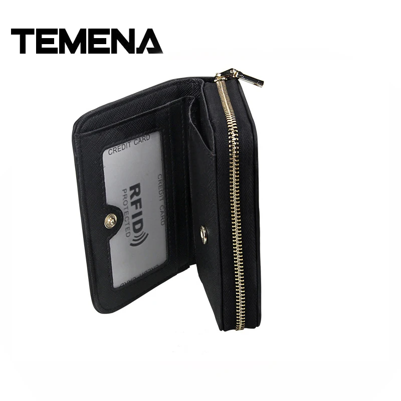 TE Для мужчин RFID и женщин из натуральной кожи молния кредитной держатель для карт