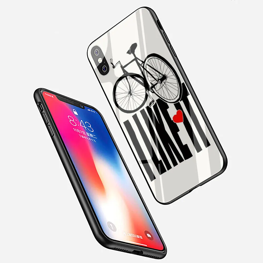 Чехол для телефона из закаленного стекла для велосипеда для iPhone 11 Pro 6 6S Plus 7 8 Plus X XS XR XS Max