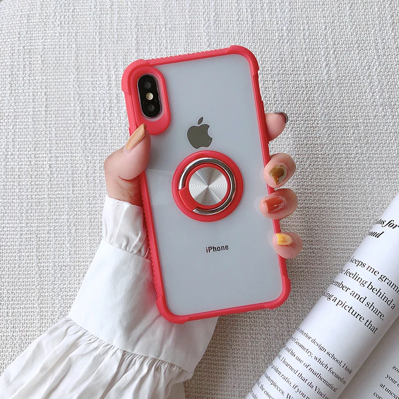 100 шт. новый держатель кольца противоударный Прозрачный чехол для iPhone X XS XR MAX 6 7 8
