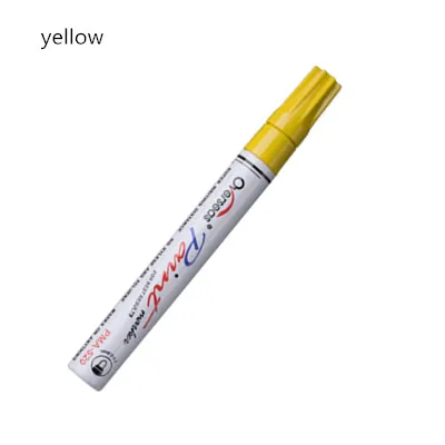 yellow Водостойкая автомобильная ручка для ремонта царапин, автошины, протектора, краски, маркеры, граффити, фломастер на масляной основе, уход за краской, средство для удаления царапин, автостайлинг - Цвет: yellow