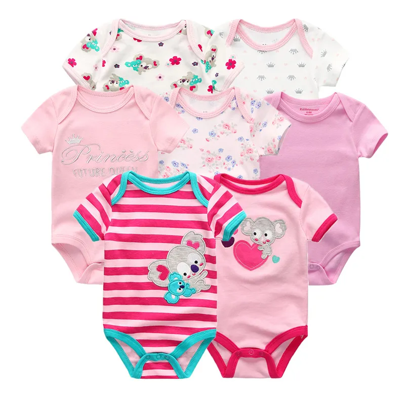 baby girls clothes06 Г., 7 шт./партия, Uniesx, одежда для маленьких девочек детские комбинезоны для мальчиков, хлопковые комплекты одежды с круглым вырезом для новорожденных от 0 до 12 месяцев Roupa de bebe с короткими рукавами - Цвет: baby girls clothes06