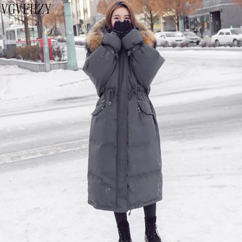 

2018 Winter Duck Down Jacket Women Long Coat Warm Parkas Thick Female Thicken Warm Clothes Hooded fur collar Snow Outerwear