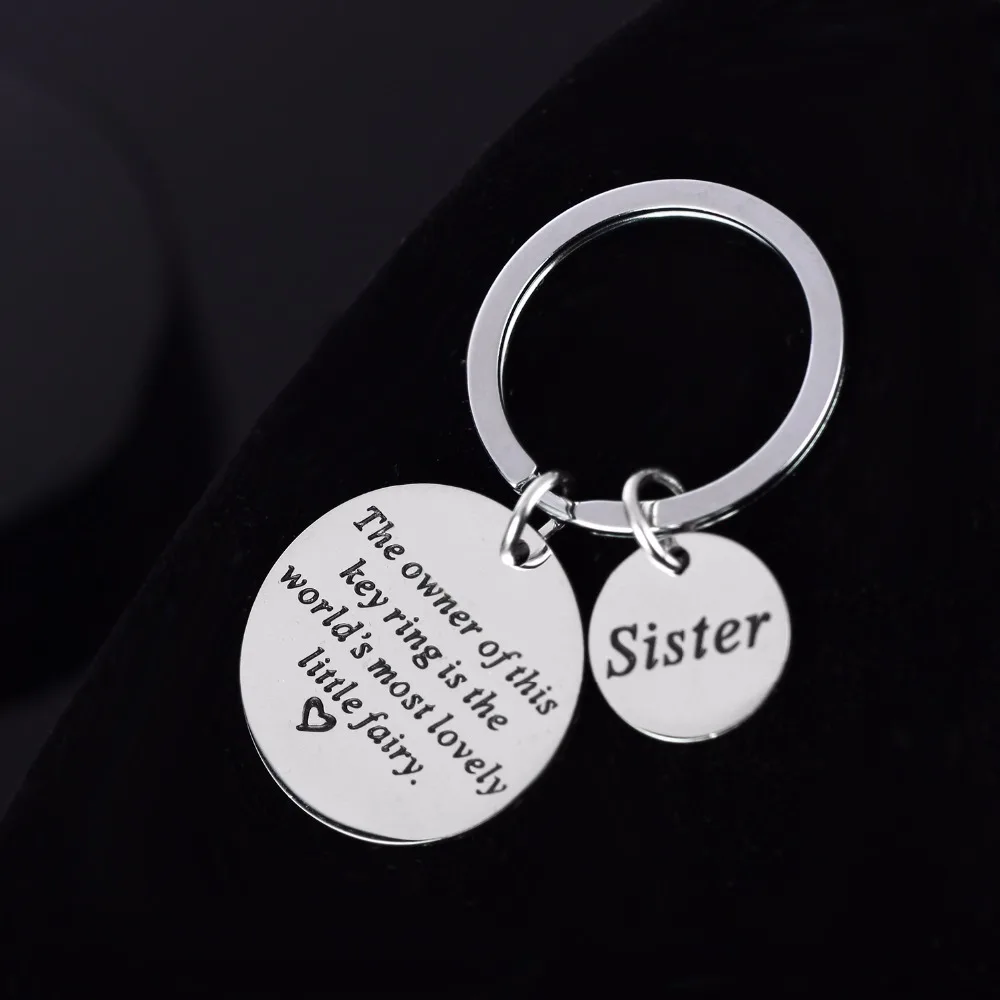 

12PC/Lot Family Sis Sister Keychain Gifts Stainless Steel Keyring For Women Girls Femme Key Chain BFF Friends Key Ring Presents