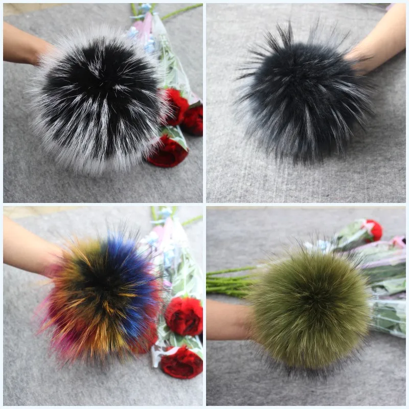 4 шт./лот новые цветные помпоны из натурального меха енота для творчества