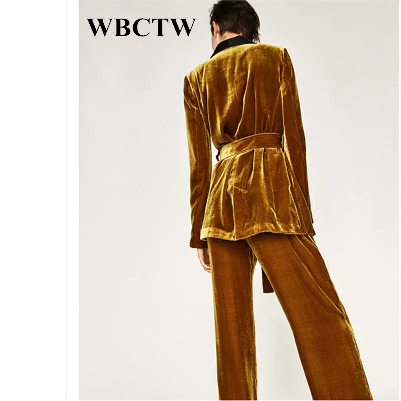 WBCTW бархатные комплекты одежды Твердые модные с длинными рукавами глубокий зима