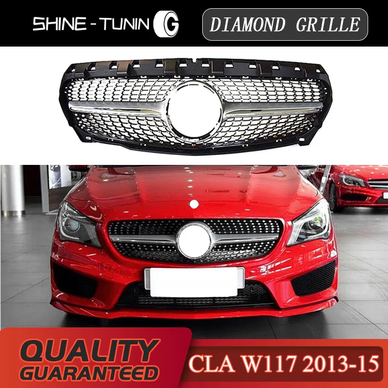 Алмазная решетка подходящая для CLA class W117 CLA180 CLA200 CLA220D CLA250 CLA45 черная Φ 2013-15 2016 + |
