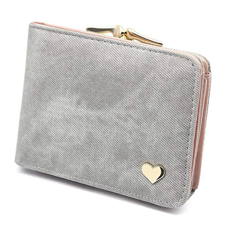 GY Джинсовый женский кошелек, модный короткий Стильный студенческий кошелек для карт, Многофункциональный складной кошелек для монет, женские кошельки LQB45 - Цвет: GY