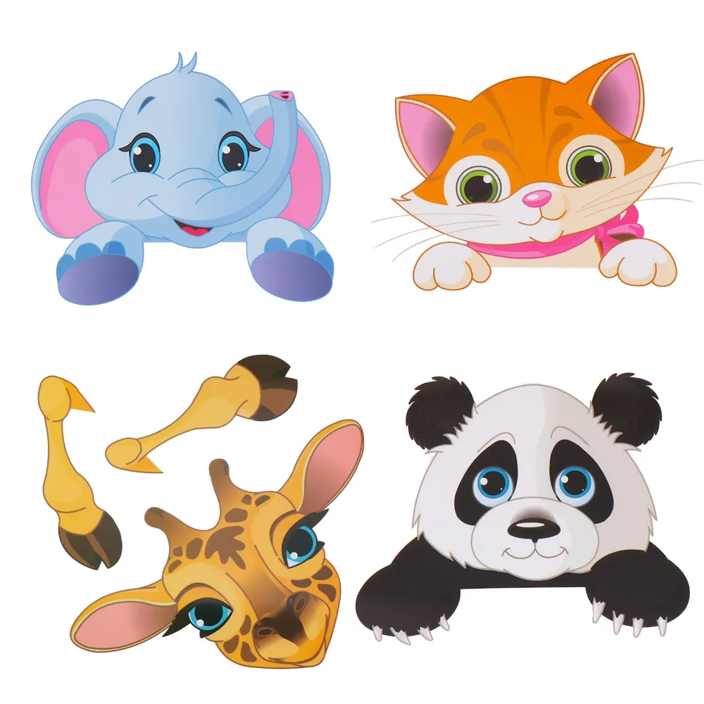 Съемная Наклейка на стену с милыми животными слоном кошкой пандой жирафом