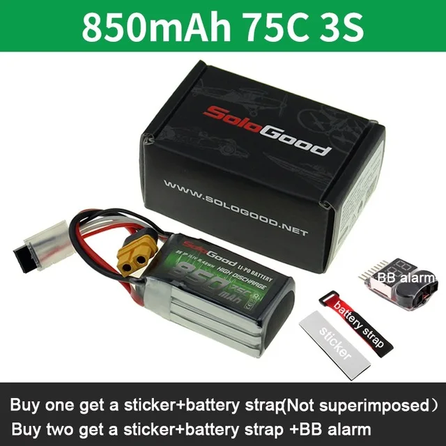 3S 850mah 75C SoloGood Lipo аккумулятор 2S 3S 4S Series 550mAh 850mAh гнездовой разъем для радиоуправляемого гоночного дрона FPV мультикоптера с фиксированным крылом - Цвет: 3S 850mah 75C