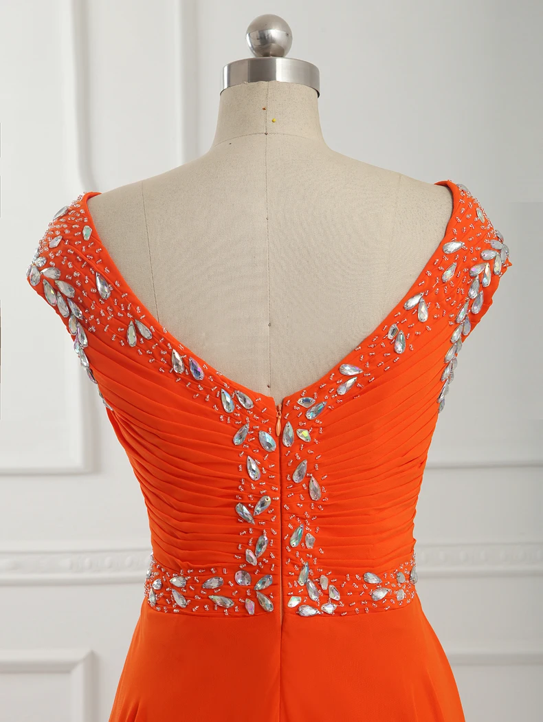 Оранжевый Шифон Линии Длинные Платья Выпускного Вечера 2016 Нестандартного