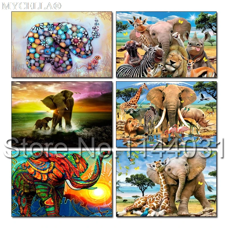 

Full 5D DIY Diamond Painting Colorful Elephant Embroidery Cross Stitch Rhinestone Mosaic Painting Decor Animals Gift