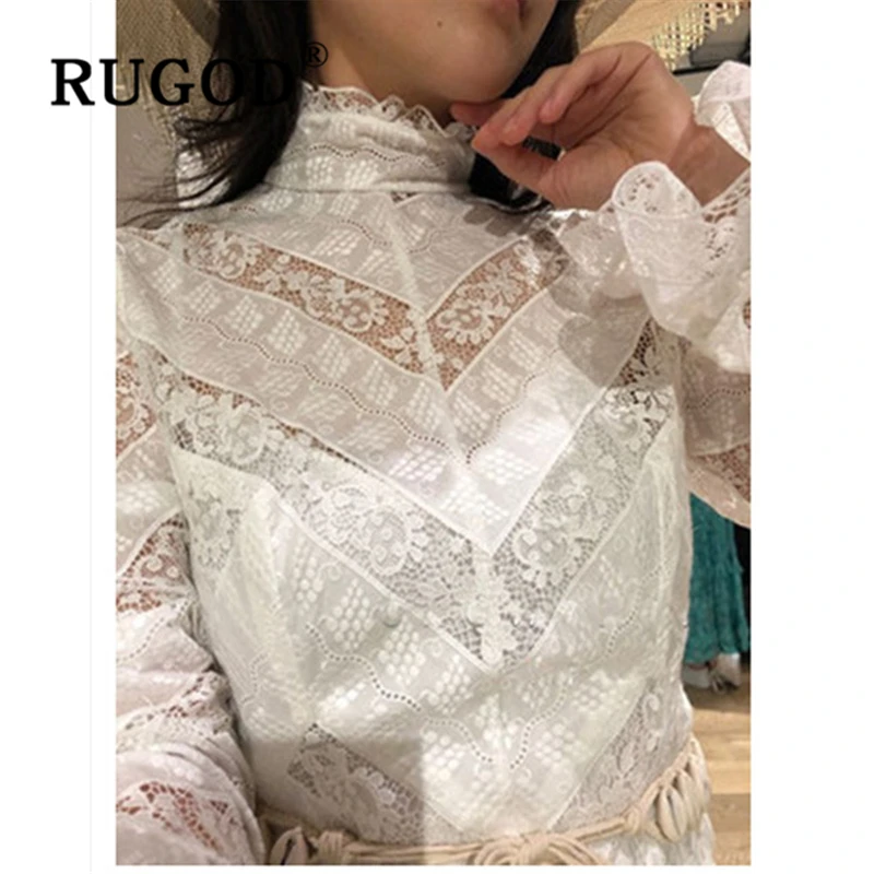 RUGOD/Новое Кружевное открытое Белое Женское платье модное летнее пляжное