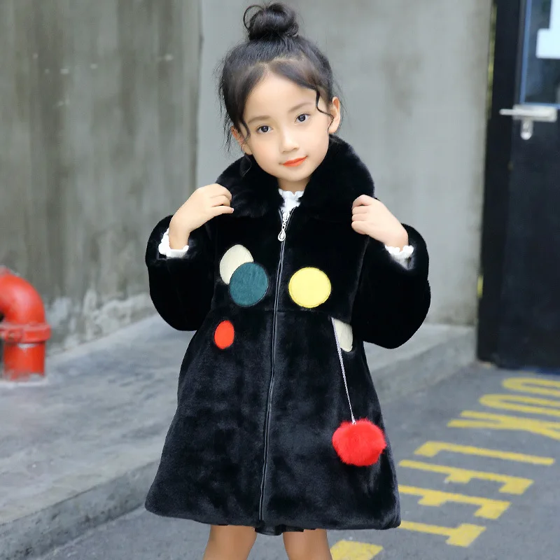 TcYct Новинка 2017 года FashionChildren девушки зима CoatsThick Искусственный Мех теплая куртка
