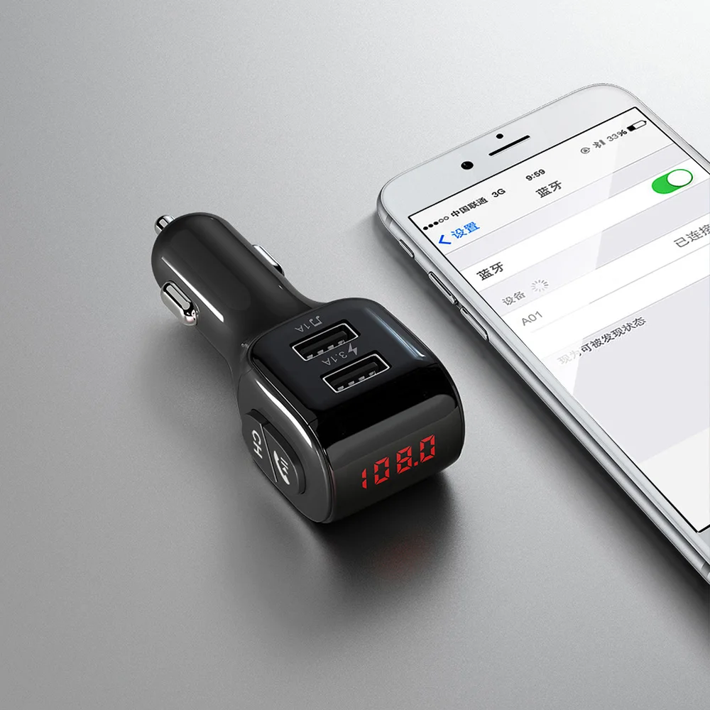 JONSNOW A01 мини-автомобиль Зарядное устройство MP3 плеер двойной USB Автомобильное устройство для быстрой зарядки Bluetooth 5,0 fm-передатчик 68dB Беспроводной Bluetooth Car Kit
