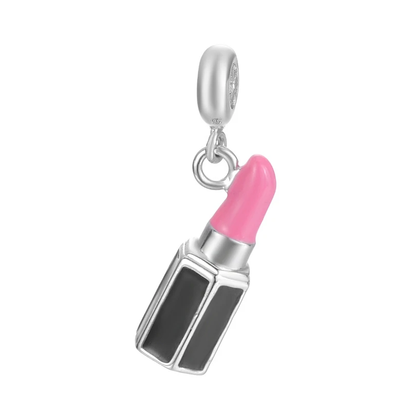 

Popular Good Quality Cosmetic Design Lipstick For Women Elegant Necklace Enamel 925 Sterling Silver Lipstick Pendant Necklace