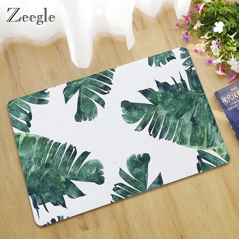 

Zeegle Leaf Pattern Door Mat Kitchen Floor Mat Anti-slip Area Rug For Living Room Bedroom Carpets Bedside Rug Bathroom Foot Mat