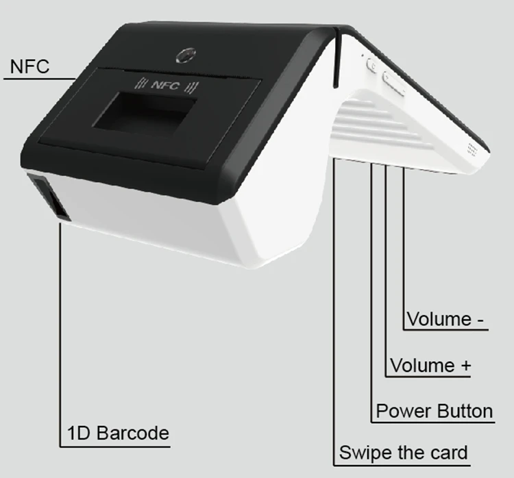Ручной Android 7-дюймовый планшет pos-терминал для оплаты с чипом-ридером/принтером
